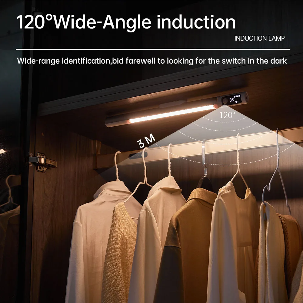 Motion Sensor Licht Nachtlicht Schreibtisch Lampe Typ C Wiederaufladbare Lichter Schrank Lichter Für Küche LED Digital Display Nacht Lichter