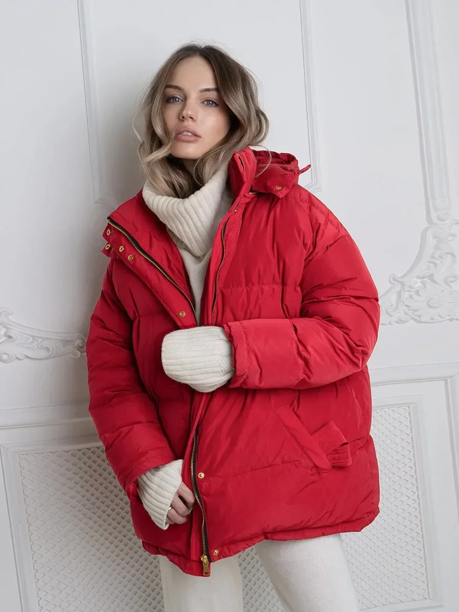 Wolfeel, abrigos acolchados gruesos y cálidos a la moda para mujer, gorro de otoño e invierno con cremallera, chaqueta de pan suave, Parkas, Chaqueta de algodón con cinturón para oficina para mujer
