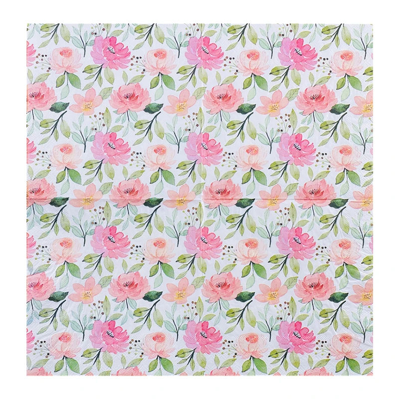 20pcs/Pac Flower Printed Paper Napkin Birthday Wedding Party Table Setting Paper Cafe Mouth Cloth Colourful Paper Placemat