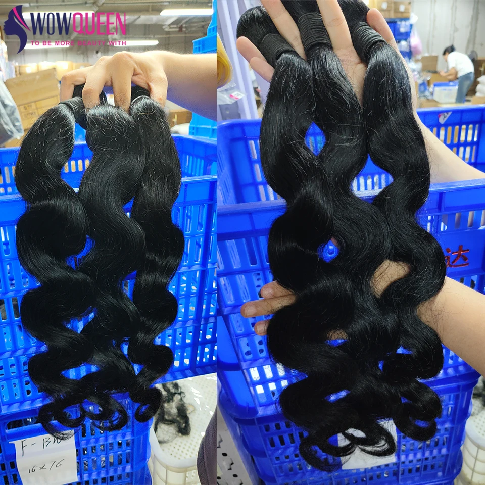 Pacotes brasileiros da onda do corpo com fechamento, cabelo humano natural, fechamento do laço, 3 Pacotes, 4 Pacotes, 2x6, 4x6