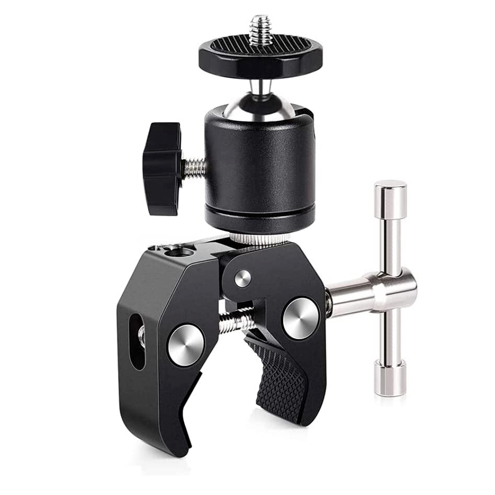 Super Clamp Camera Mount with 360° Mini Ball Head Quick Release 1/4 Screw Clip DSLR Gopro Tripod Bracket Clip for Photography