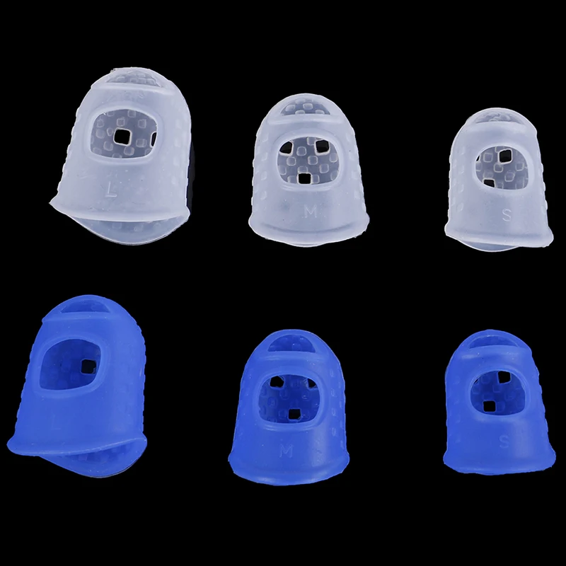 Color azul transparente 4 unids/set protectores de dedos de silicona protectores de dedos de guitarra para ukelele guitarra S M L guitarra acústica