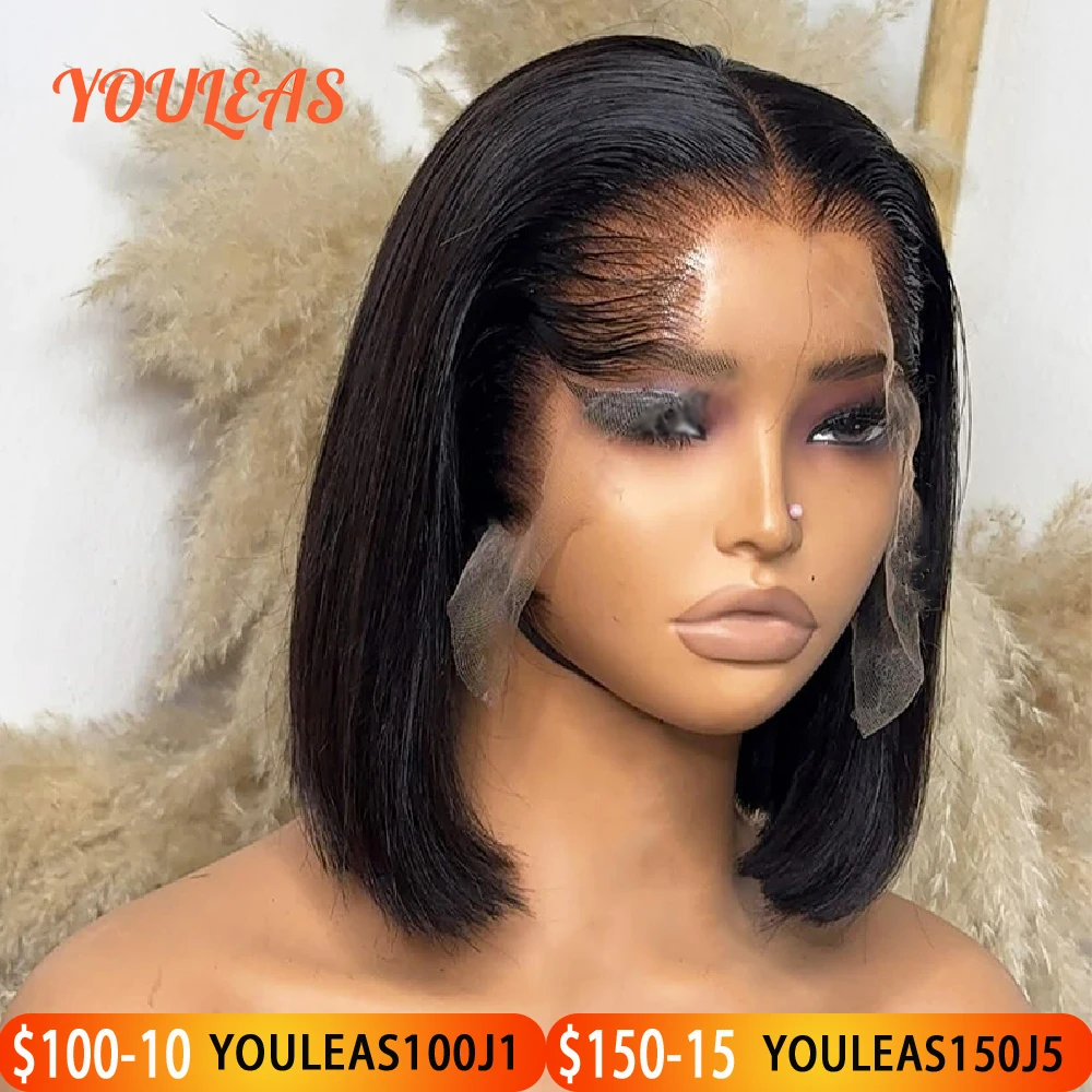 Lagos linha fina em linha reta bob peruca de cabelo humano curto loiro escuro 13x4 hd laço frontal perucas sem cola pré-selecionado pronto para usar