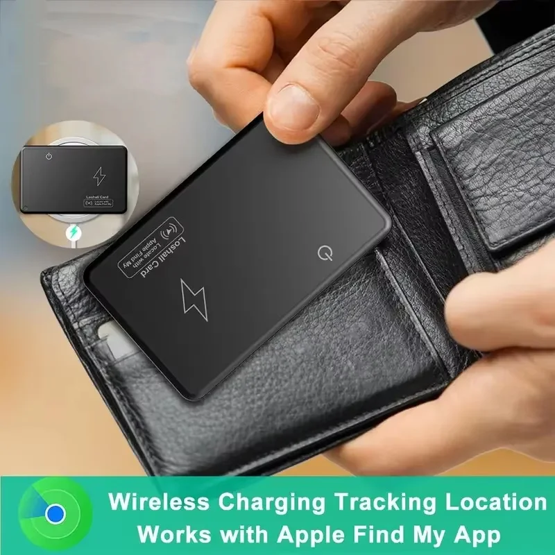 Waterproof Thin tracker card wireless charging tracking location GPS Item Tag locator work with Apple find my app smart tracker