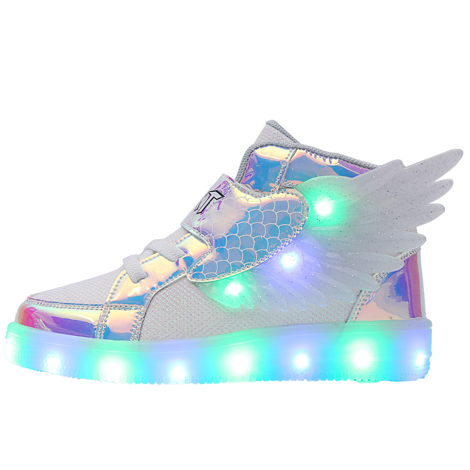 Chaussures lumineuses en cuir imperméables pour enfants, baskets lumineuses Led avec aile, chargeur USB, chaussures de sport décontractées, chaussures de Skateboard pour filles