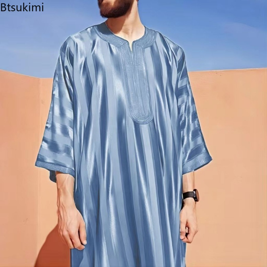 2025 masculino muçulmano com capuz robe oriente médio islâmico árabe roupas vintage solto manga longa cordão moda masculina robe novo