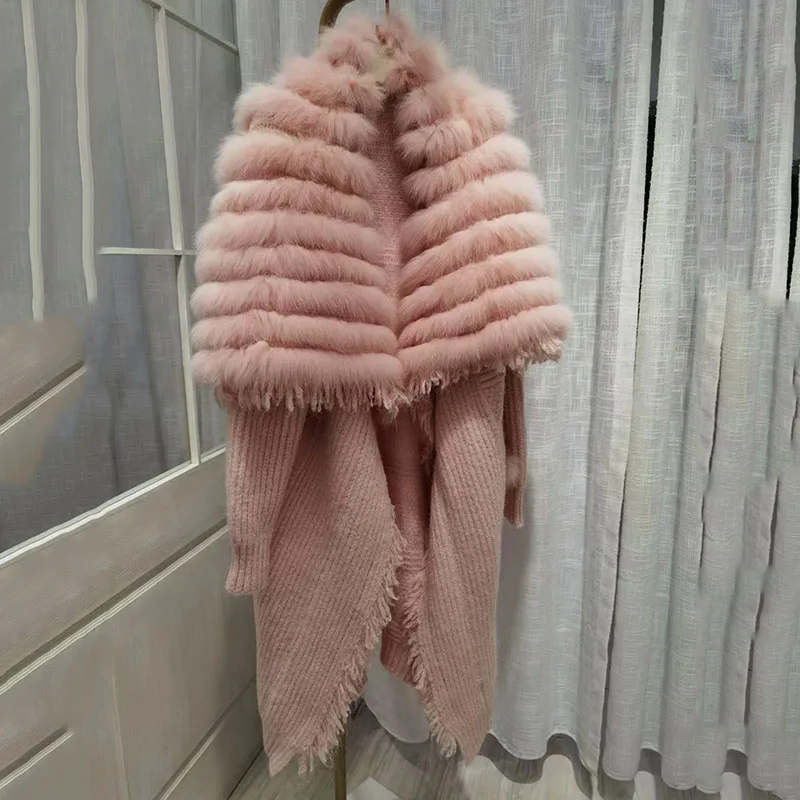 Frauen Plus Größe Gestrickte Fuchs Pelzmantel Weibliche Lose Herbst Langarm Gestrickte Mantel Europäischen Elegante Woolen Mäntel