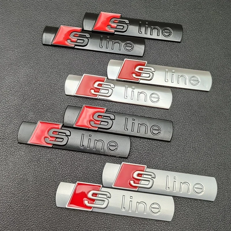 2 шт. 3D Metal Sline Logo S LINE Эмблема Автомобильный значок на крыло Наклейка для Audi A1 A2 A3 A4 A5 A6 A7 Q2 Q3 Q5 Q7 SQ5 RS5 TT Аксессуары