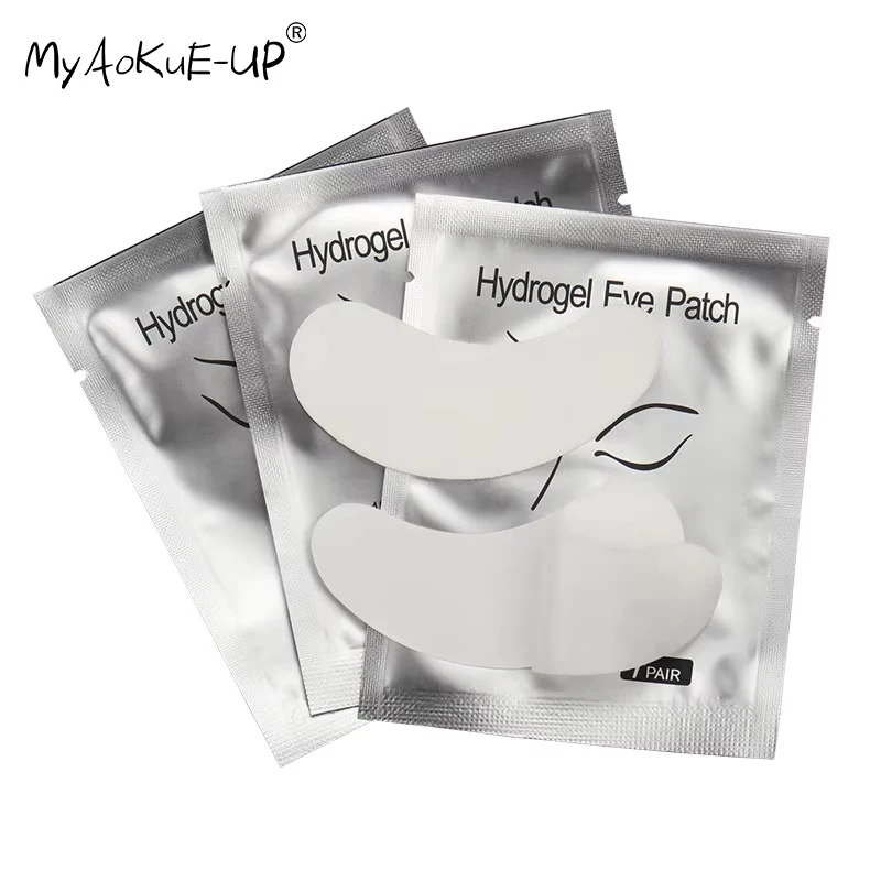 50/100/200 pares de almohadillas para pestañas Gel hidrogel parche en el ojo injerto debajo de los ojos pegatina de papel envolturas de zorro herramientas de maquillaje para extensión de pestañas