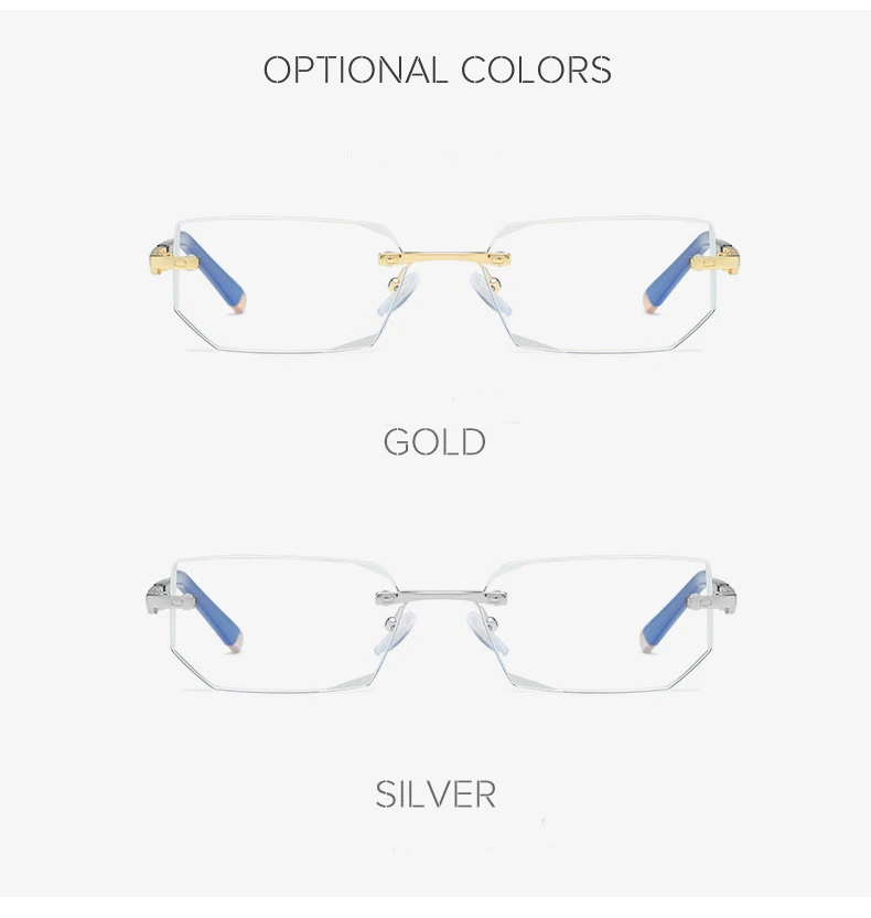 Áo Xanh Dương Chặn Ánh Sáng Mắt Nữ Dimond Cắt Không Gọng Kính Mắt Khung Chống Mệt Mỏi Hyperopia Presbyopic Kính Mắt
