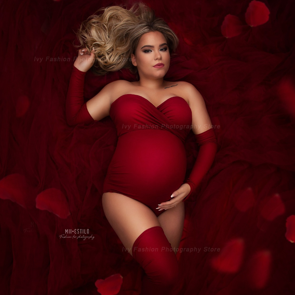 Rekwizyty do fotografii ciążowej Ubrania dla kobiet w ciąży Seksowne body bez ramiączek Rozciągliwa tkanina w dużych rozmiarach