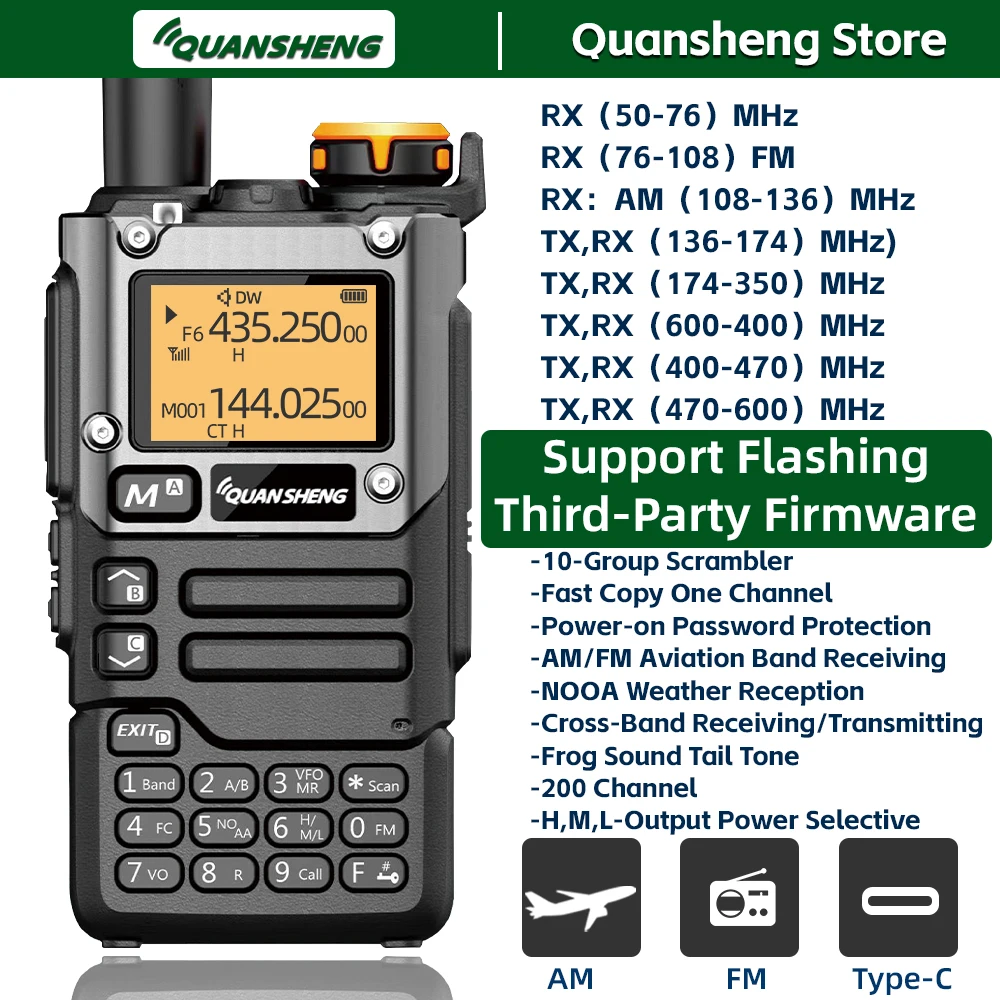 Quansheng-walkie-talkie UV K5 8, comunicación Am Fm, receptor de Radio bidireccional, conjunto inalámbrico de largo alcance, transceptor Amateur