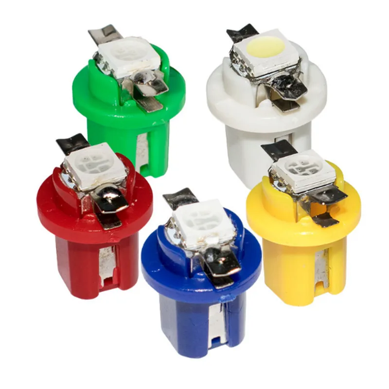 10 Uds T5 B8.5d luz LED para salpicadero de coche luces de velocidad bombilla accesorios de lámpara Interior de coche lámparas de interruptor lateral de tablero 12V