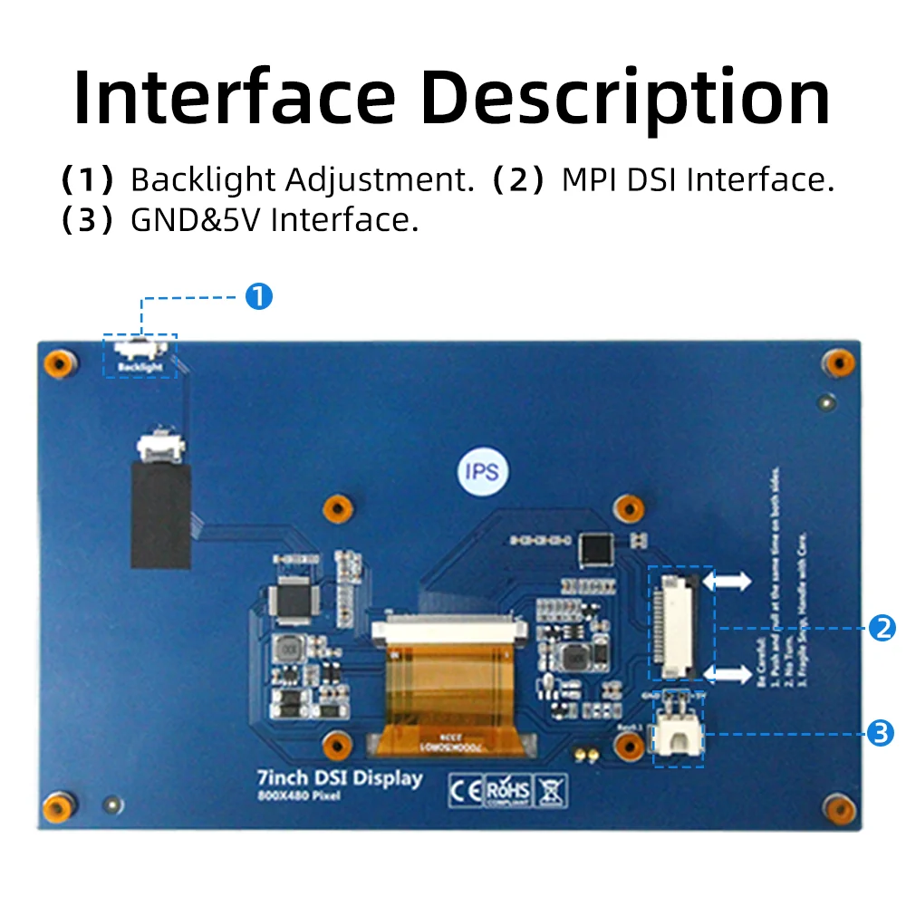 iUoYoMon 7-дюймовый сенсорный экран DSI 800x480 ЖК-дисплей Портативный емкостный сенсорный монитор для Raspberry Pi 5 4 3 3B + 2