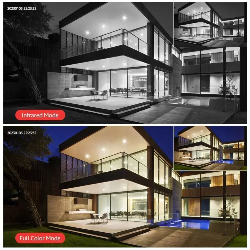 Outdoor Video Security Camera com Visão Noturna, 4K, 8MP Dual Lens, Câmera IP WiFi, Cartão de Memória de 256GB, Ai Human Detect, Proteção PTZ, Free Gift