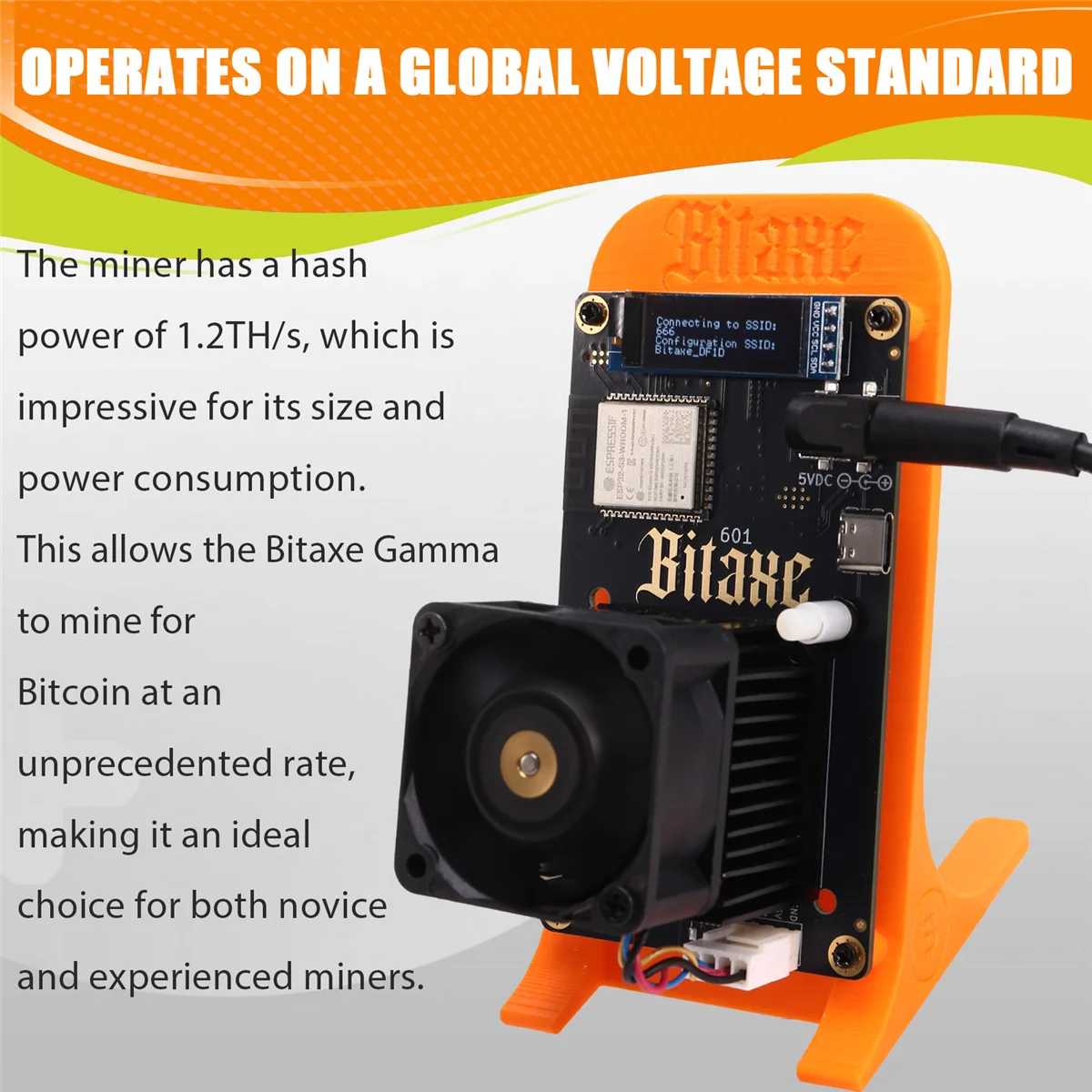 BABQ Bitaxe Gamma 601 Solo Miner 1.2TH/S BM1370 Asic Chip 18W de Antminer S21 Pro Bitcoin BTC Miner con soporte enchufe de la UE