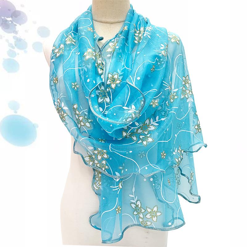 Spitzenschal für Damen, leicht, Hijab, elegant, 2024, bedruckt, Seide, Halstuch, Schal, Wickel, Stirnband, Griff, Haarschmuck, Bandana
