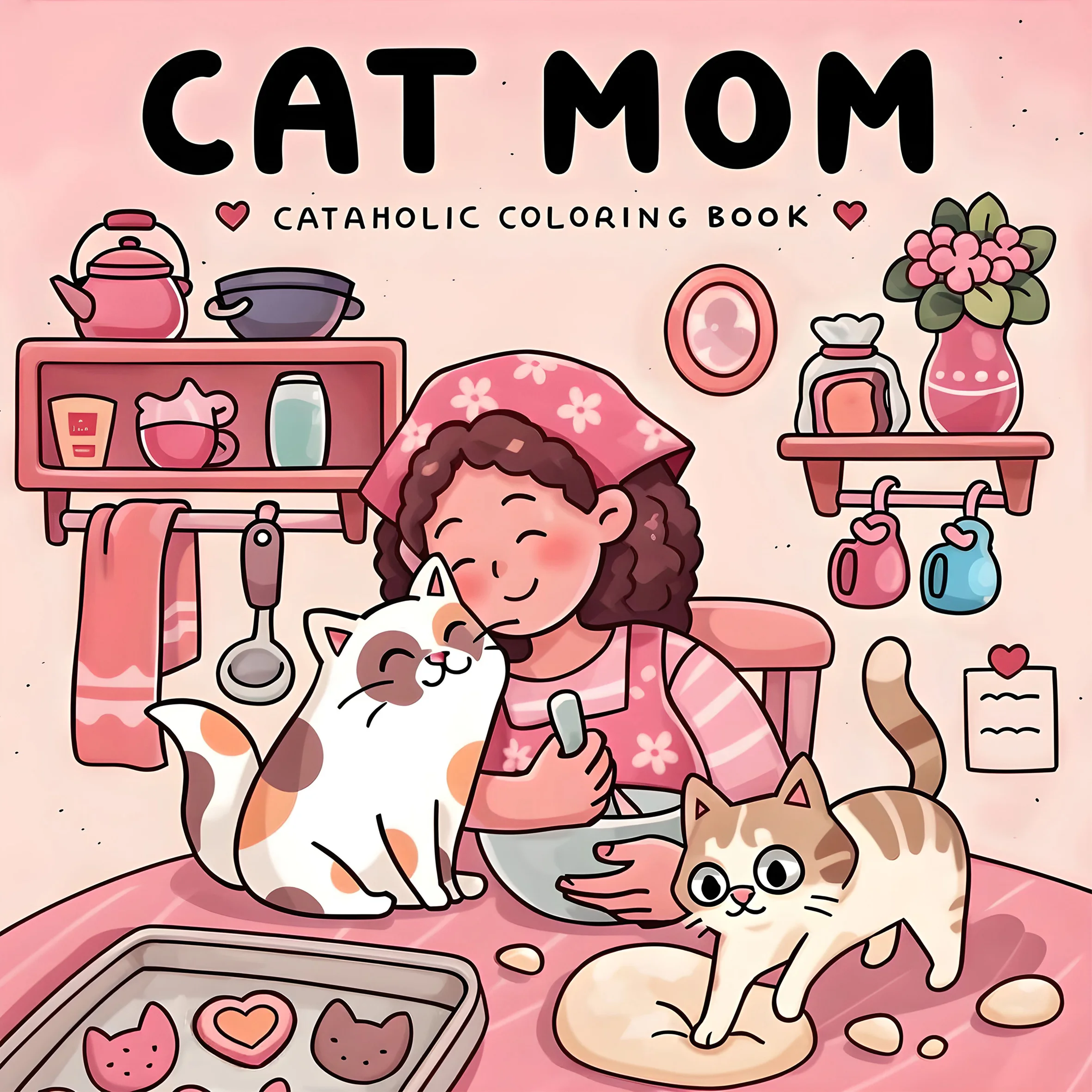 CAT MOM: libro para colorear para adultos con lindas actividades diarias acogedoras para la relajación (enfoque en espacios acogedores)