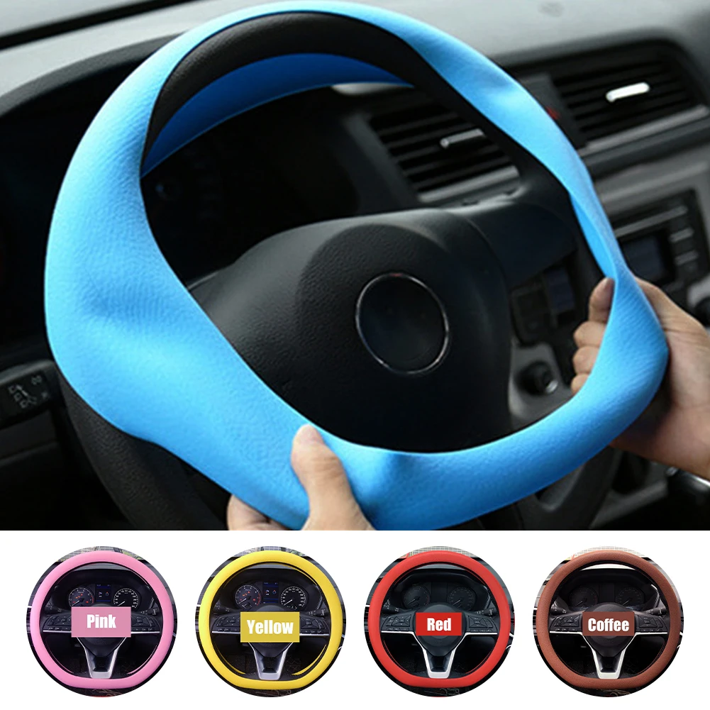 Protector Universal de silicona para volante de coche, cubierta elástica antideslizante para volante de 36-40cm, accesorios de decoración para coche multicolor