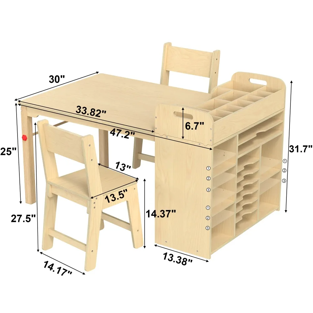 Kids Art Table and Chairs Set Craft Table with Large Storage Desk and Portable Art Supply Organizer for children ages 8-12