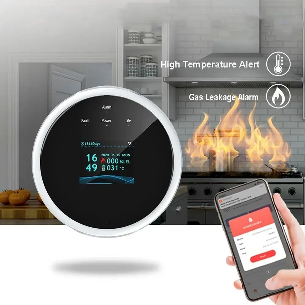 Intelligent Wifi Natural Gas Leakage Detector APP Control Digital LED Combustible Gas-Alarm Detector High Sensitivity US Plug
