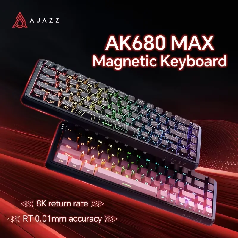 AJAZZ AK680 MAX interruptor magnético Teclado mecánico 60% disparo rápido 0,01mm 8K/1K retorno 68 teclas cableado/inalámbrico teclado para juegos