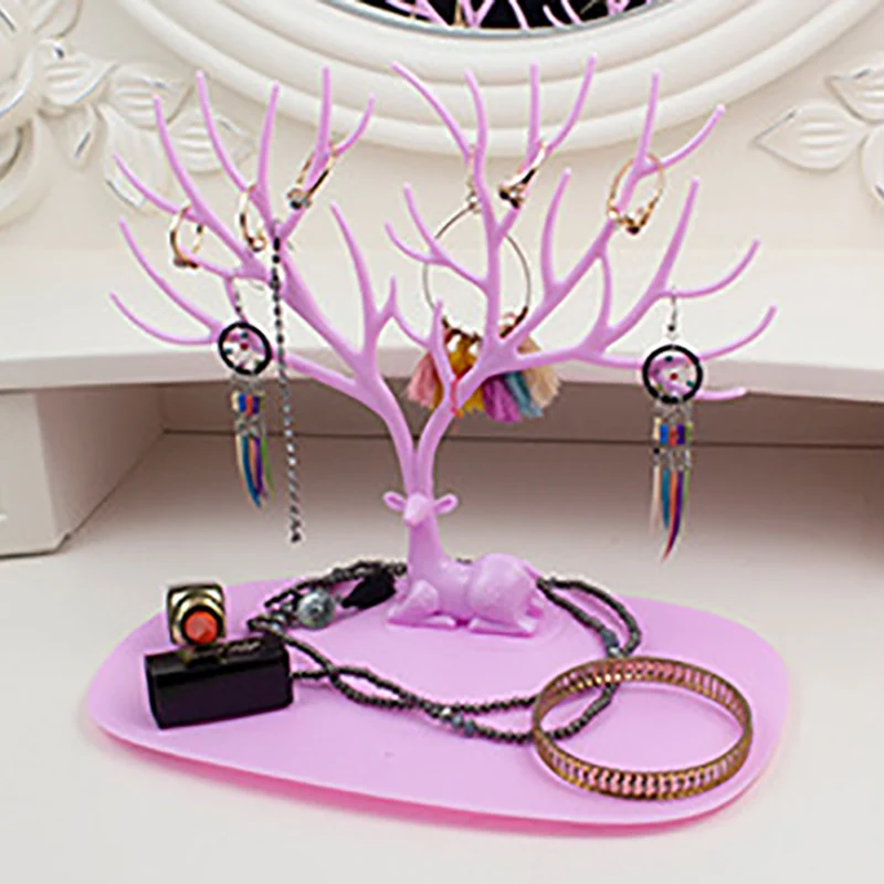 Deer Plastic Jewelry Display Stand Earrings Necklaces Ring Bracelet Tray Tree Storage Shop window Racks Organizer Make Up Holder
