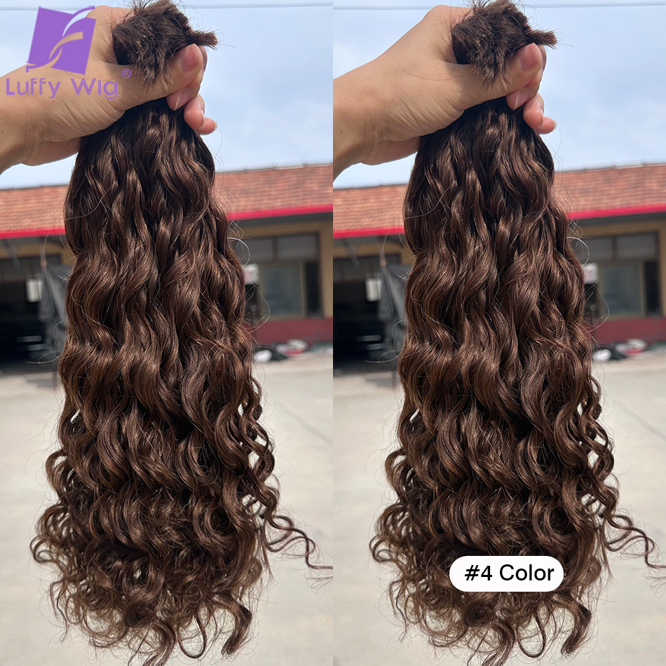 Cabelo humano em massa para trançar, molhado e ondulado, onda de água, sem trama, duplo desenhado, birmanês boho tranças, extensões de cabelo, atacado