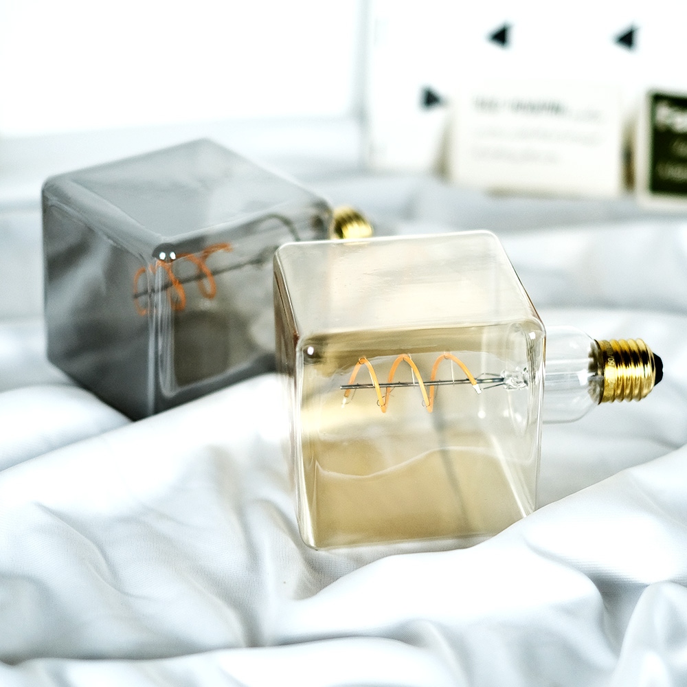 TIANFAN Vintage-LED-Lampe, G95/G30, Edison-Glühbirne, 4 W, dimmbar, 220 V, 110 V, E26, E27, Eiswürfel, dekorative Glühbirne, gelb, warm