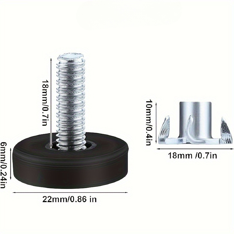 20 patas niveladoras ajustables de acero inoxidable para muebles, Base antideslizante resistente para mesas/sillas/armarios/sofás