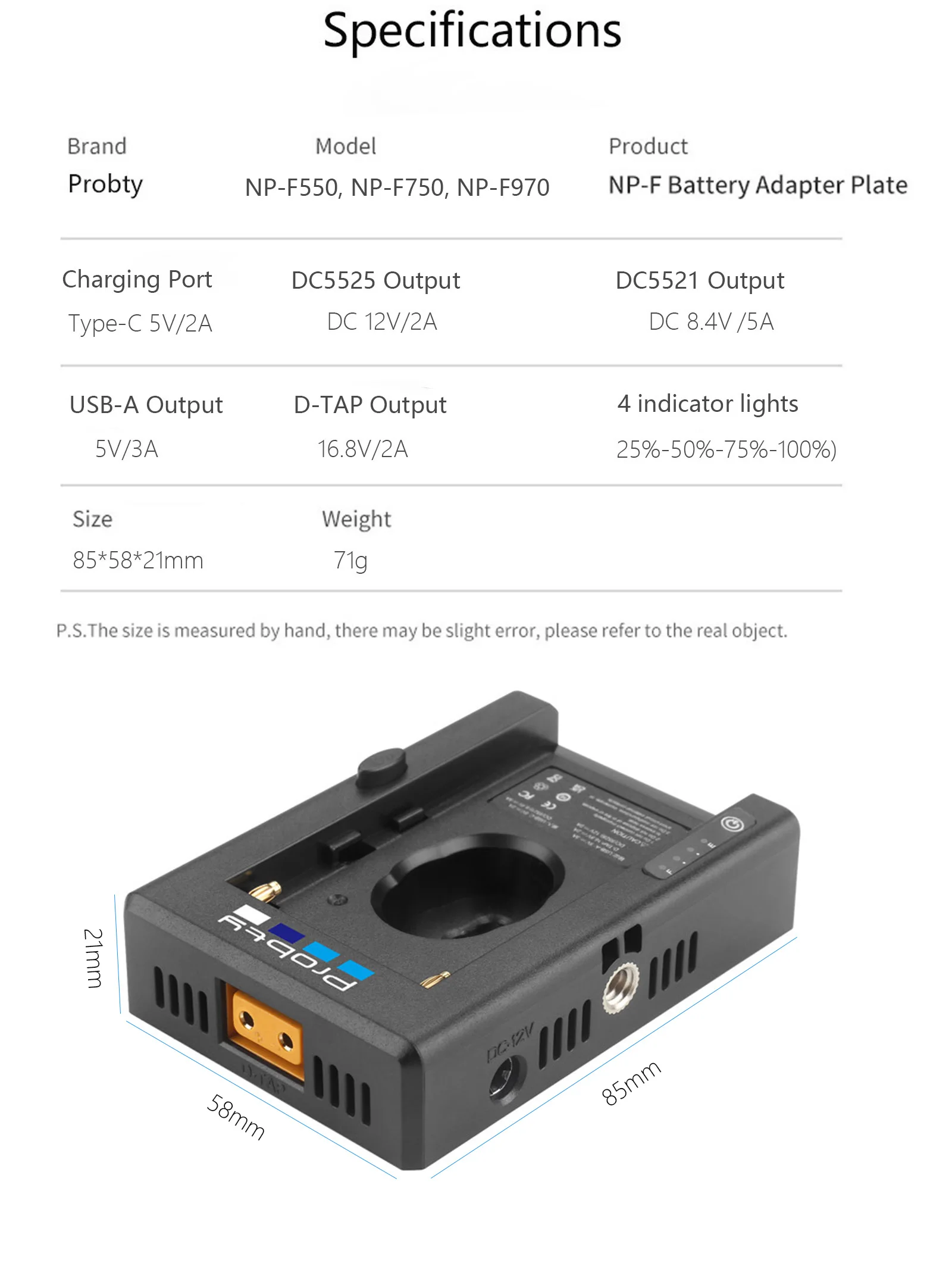 NP-F Batterieladegerät Batterieadapterplatte Kaltschuhadapter 1/4 Zoll für NP-F550 F750 F970 für BMPCC 4K 6K DSLR ILDC