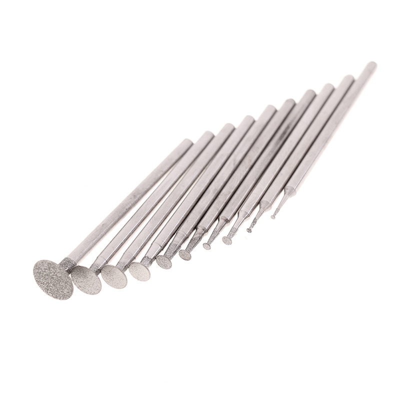 10 Stuks Dremel Accesories 2.35Mm Schacht Diamant Gemonteerd Punt Slijpen Hoofd Jade Carving Polijsten Gravure Tools