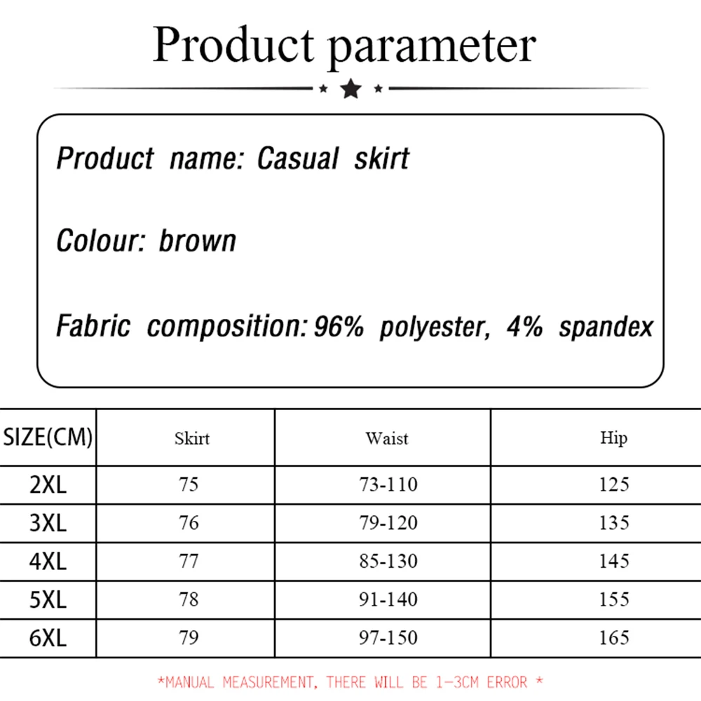 Saia de tecido de poliéster casual feminino, plus size, monocromática, simples design combinando, solto confortável, apuramento especial, outono