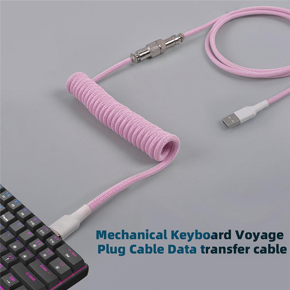 Cabo enrolado para teclado mecânico, tipo c, porta usb, cabo de enrolamento para aviador, computador de mesa, acessórios para teclado de jogos