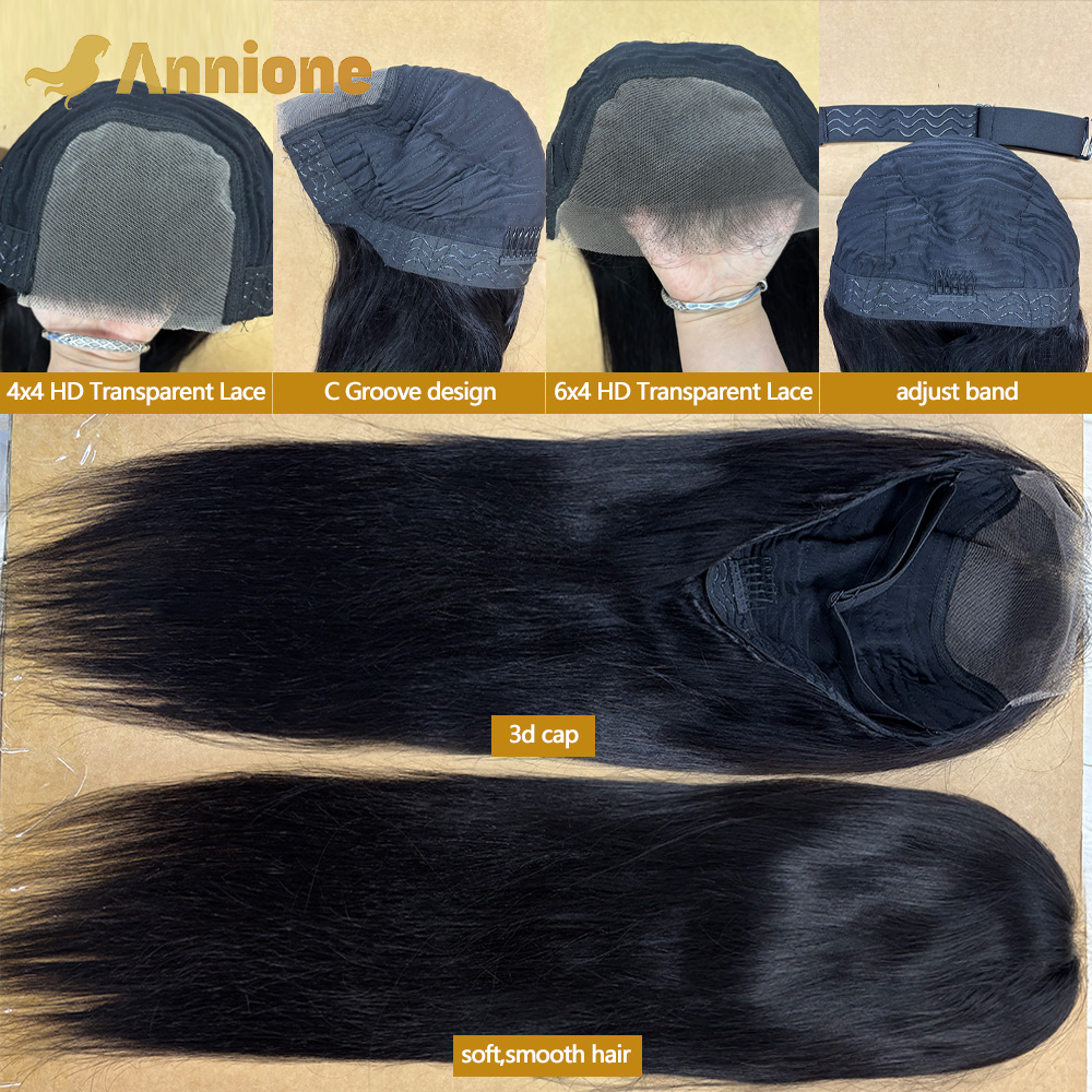 30 inch Glueless Wigs Human Hair Ready To Wear 6X4 Brazilian Straight HD Lace Front Human Hair Wig 100% Human Hair Wigs Glueless