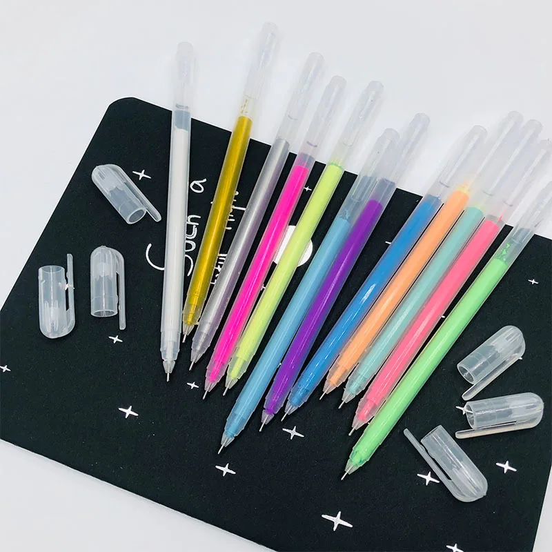 9/12 Kleur Grote Capaciteit Naald Markeerstift Fijne Punt 0.5Mm Gel Pen Tekening Diy Zwart Cardstock Tekening Markering Dagboek Krabbelen