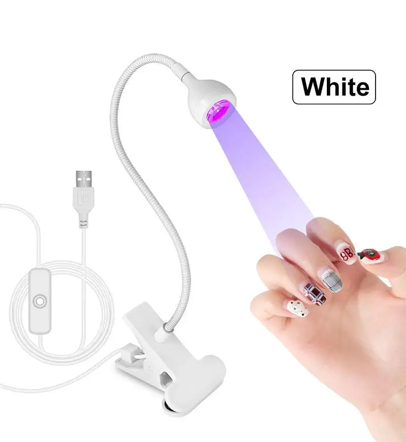 Lâmpadas led para unhas, 3w, flexível, pescoço de ganso, secagem rápida, secador de manicure, esmalte em gel, luz de cura para unhas em gel