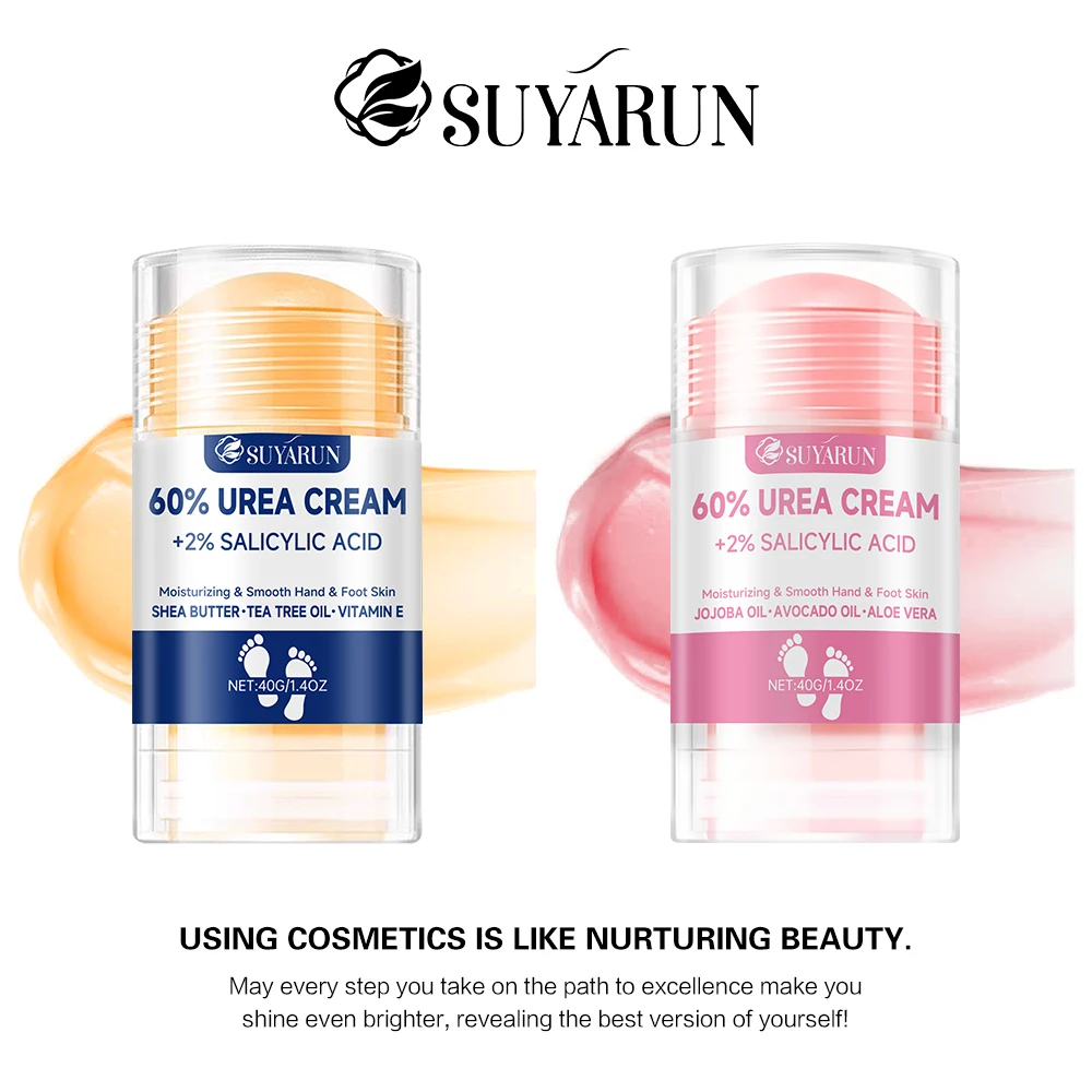 SUYARUN 60% 우레아 풋 크림 스틱 - 보습 및 각질 제거, 갈라진 발뒤꿈치 복구, 건조한 발에 깊은 수분 공급, 오래 지속되는 보호.