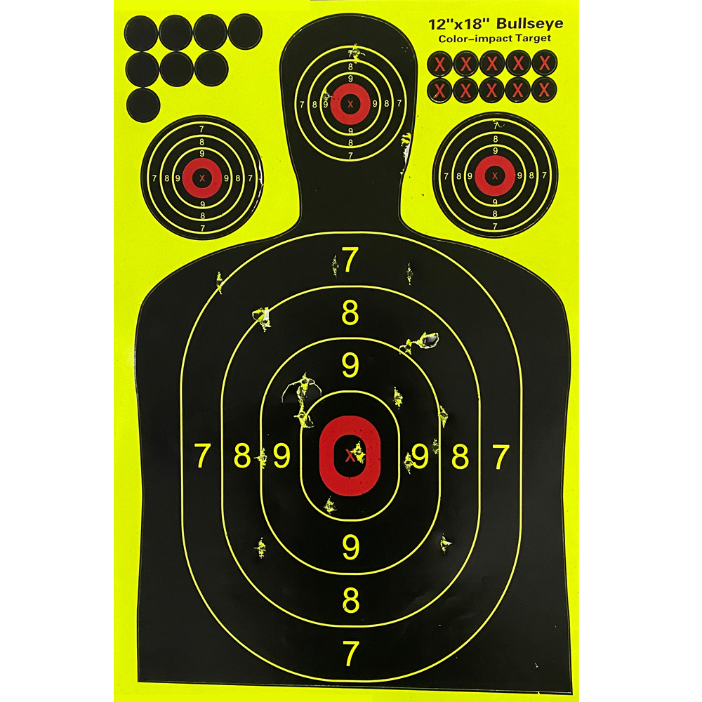 12 "x 18" autoadesivo respingo e reativo (impacto de cor) alvos de adesivo de tiro (man bullseyes silhueta)-10 peças