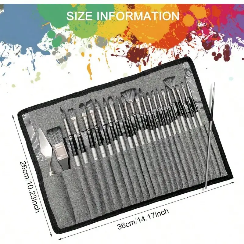 Penselen, acrylverfpenselen, penselenset van 24 stuks voor acrylverf, olieverf, aquarel