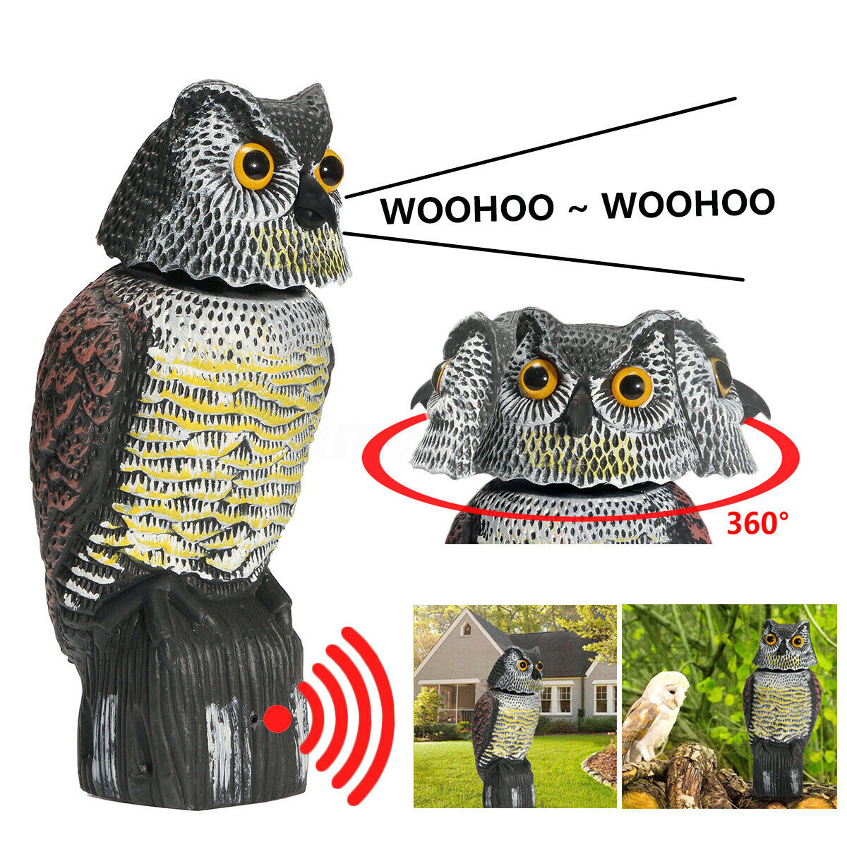 Realistic Bird Repeller Owl Prowler Decoy Protection Repellent Pest Control Scarecrow Garden Decoy Scarecrow Scares Birds
