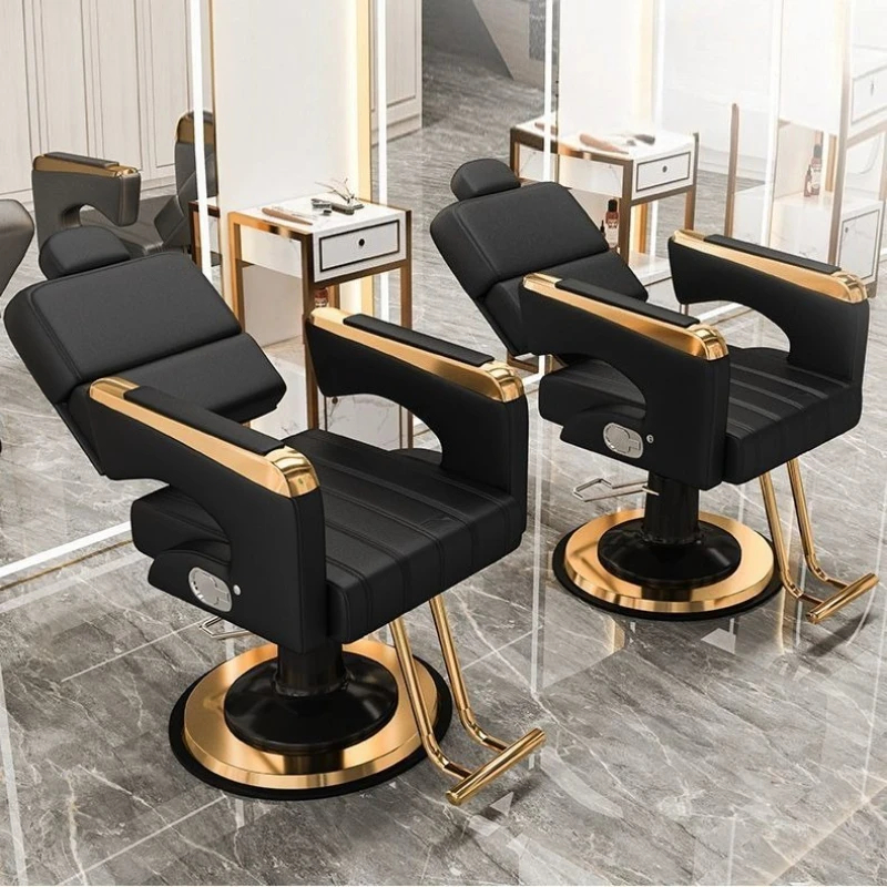 Salão de beleza cadeira de barbeiro ajustável reclinável giratória corte de cabelo estilo coloração barbear maquiagem tatuagem cadeira profissional móveis
