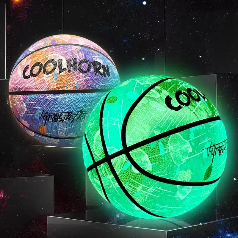 Luminous Basketball 7,6,5 Children Student Adult Game Outdoor Indoor Wear-resistant PU Fluorescent Training Basketball Equipment