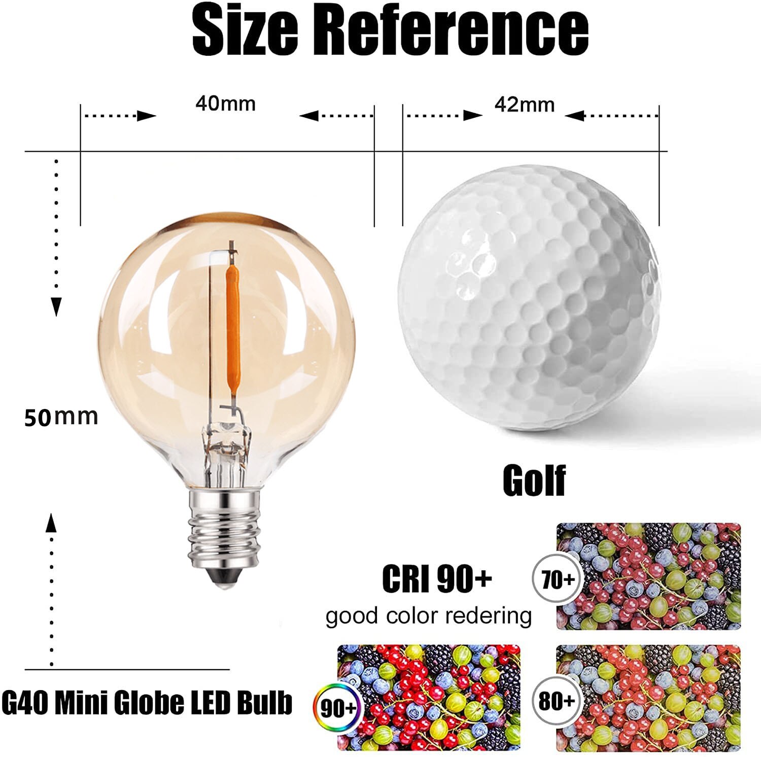 25PCS Vintage LED Filament Glühbirne E12 G40 1W Bernstein Glas Äquivalent 10W Glühlampen Edison Led string Licht Ersatz Birne