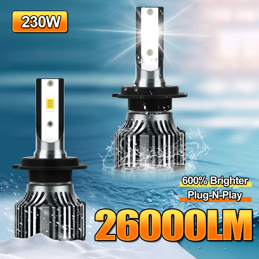 9005/HB3 9006/HB4 H7 H11 H13 H4 Faróis LED para carro 26000LM 6500K Super Brightness 400M Faixa de raios 2 peças
