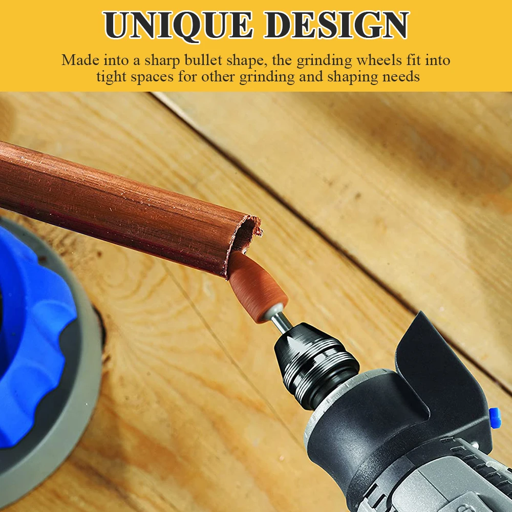 Brocas de lixamento para ferramenta rotativa dremel, brocas de lixa de pedra de moagem com haste de 1/8 ", óxido de alumínio resistente e suficiente para metal