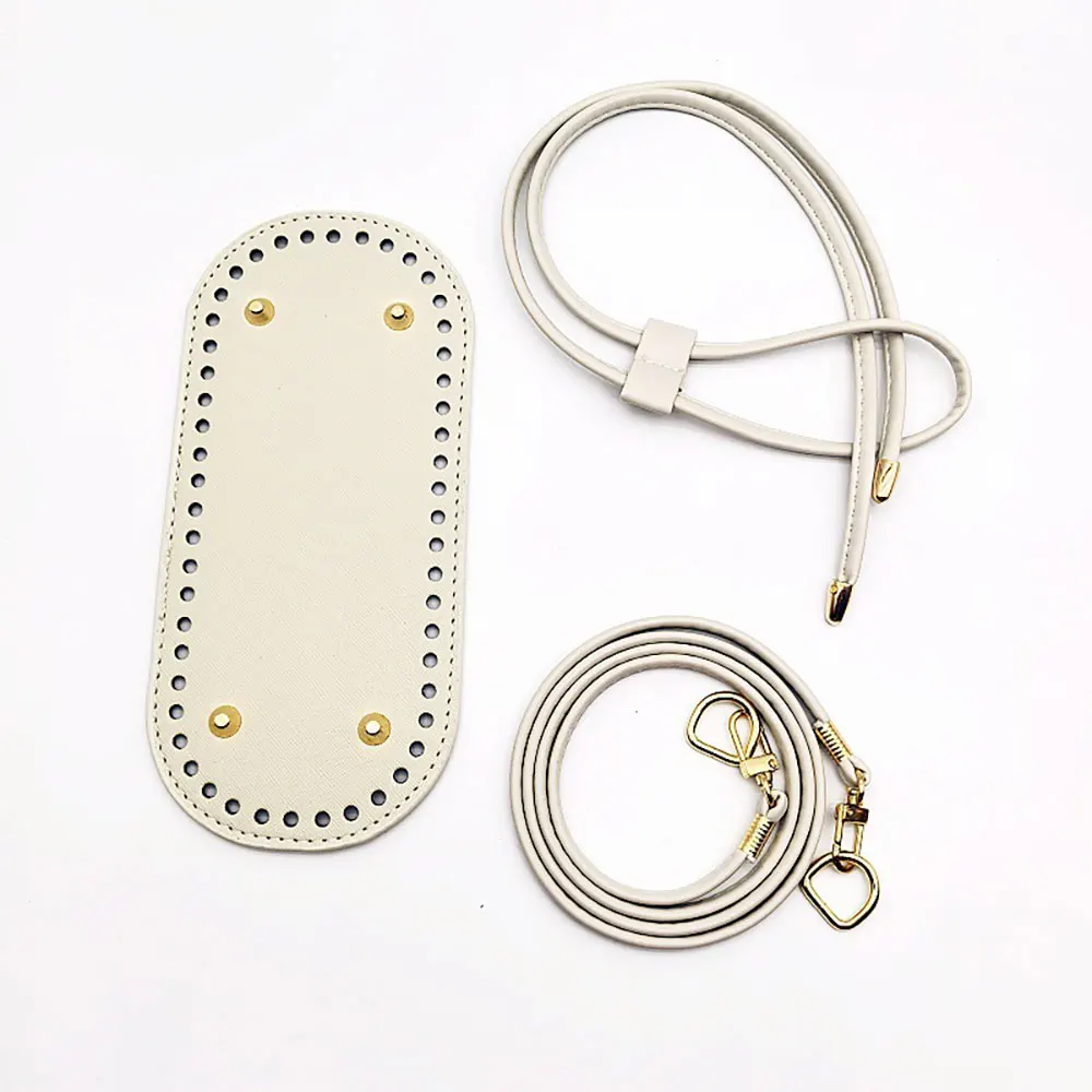 Kit per la creazione di borse fai-da-te da 3 pezzi con base per borsa a secchiello in pelle PU a catena e tracolla Accessori per borse all'uncinetto ﻿