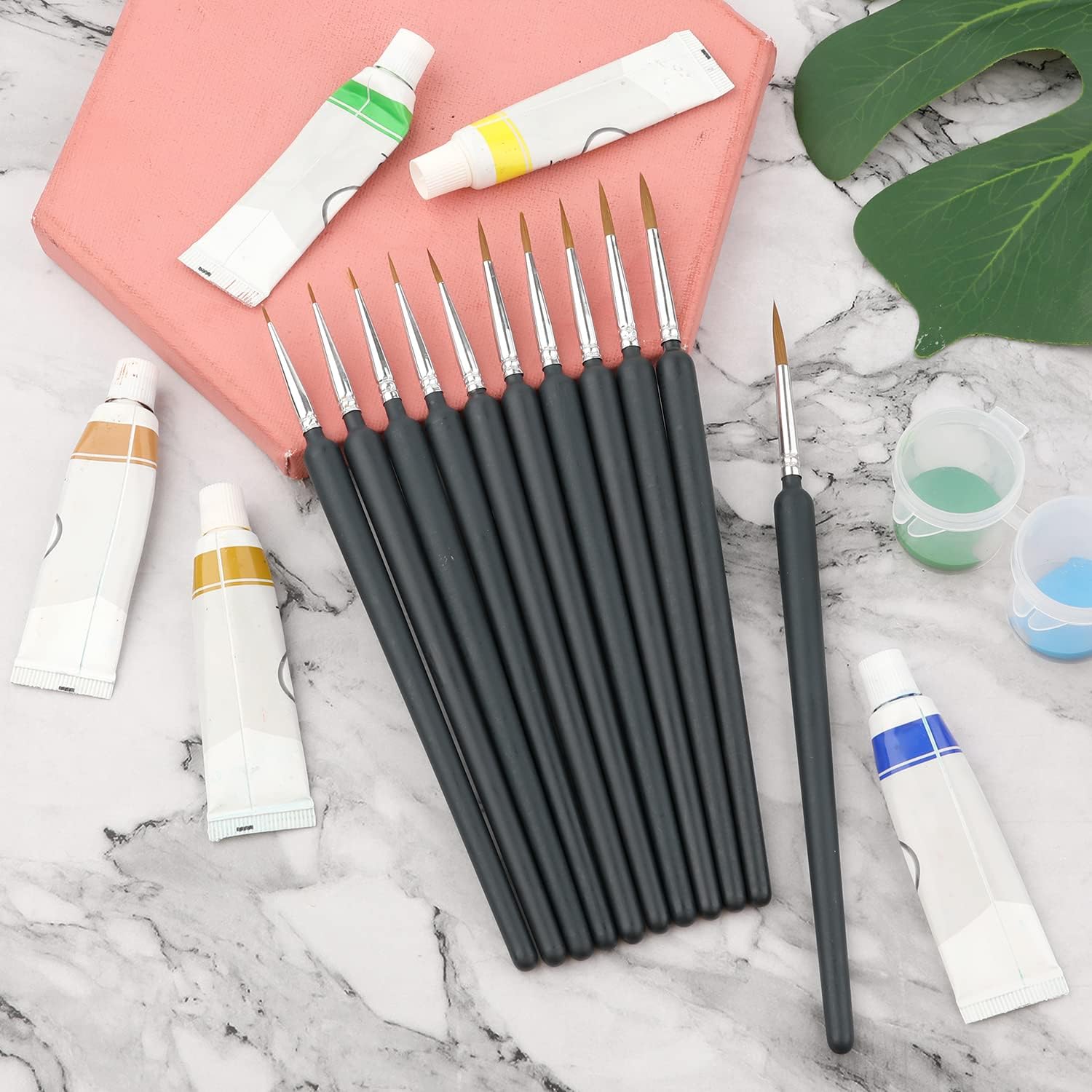11Pcs Premium Miniature Fine Detail Paint Brushes Set Mini Tiny Paint Brush Thin Tip Paint Brushes For Oil Watercolor Acrylic