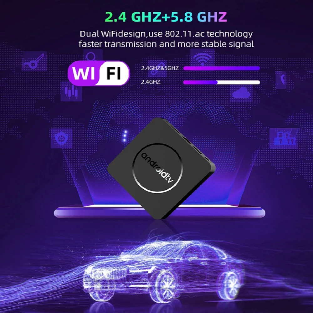 Q10 Smart TV Box Android 14 TV Box Bluetooth 5,4 8GB 128GB Allwinner H313 Wifi Dual 5G asistente de Google reproductor multimedia de Streaming