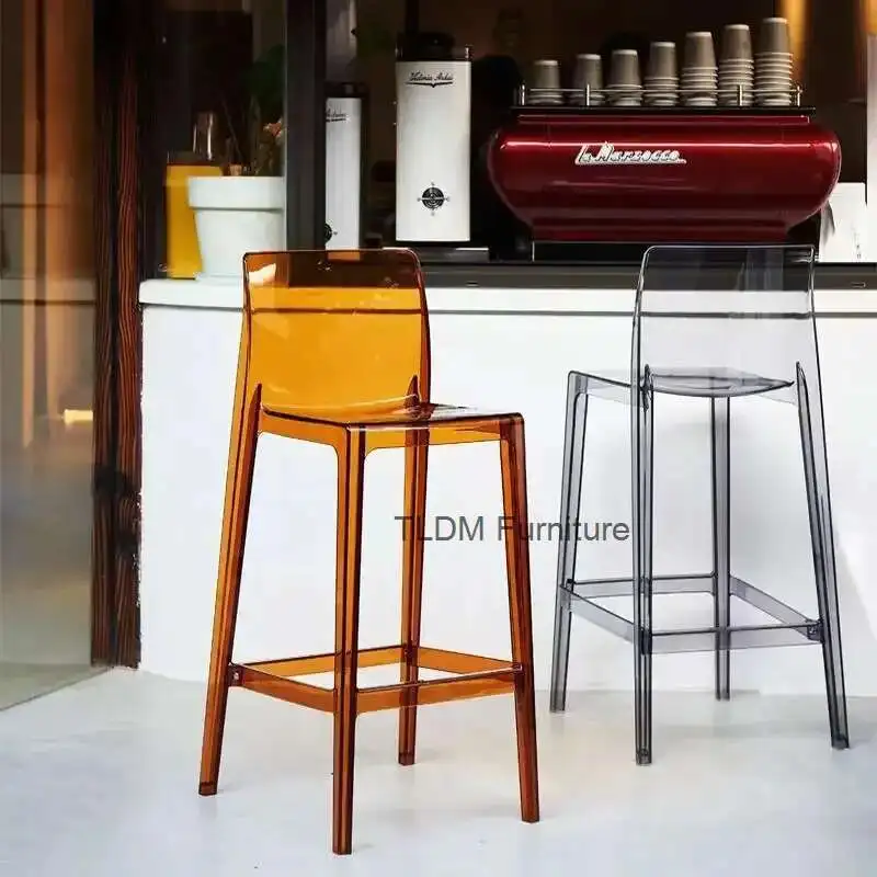 Banqueta de bar luxuosa, acrílico transparente, encosto para casa, ilha, alta, jantar, café, bar, recepção, bancos altos